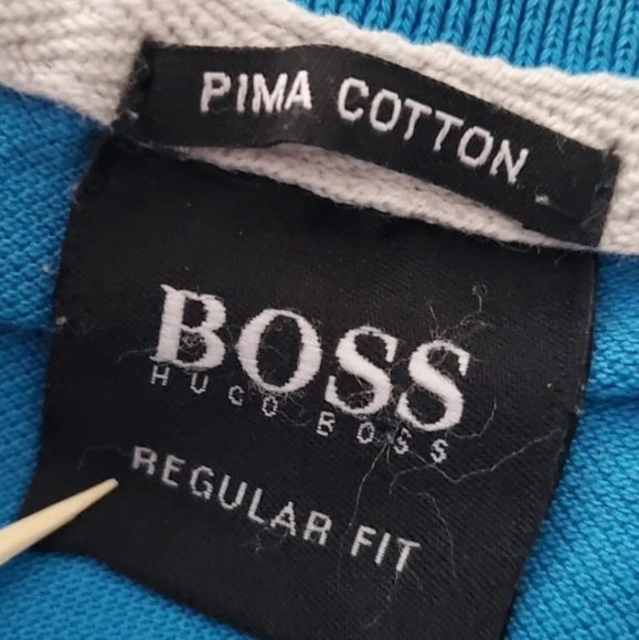 Hugo Boss FIRENZE Blue Polo Shirt Top shortsleeve pima Cotton M med Medium 38" - Picture 7 of 9